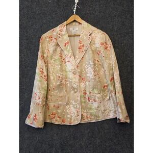 Judith Hart Blazer Wmn 16W Multicolor Floral Linen Blend Lined Spring Pastel